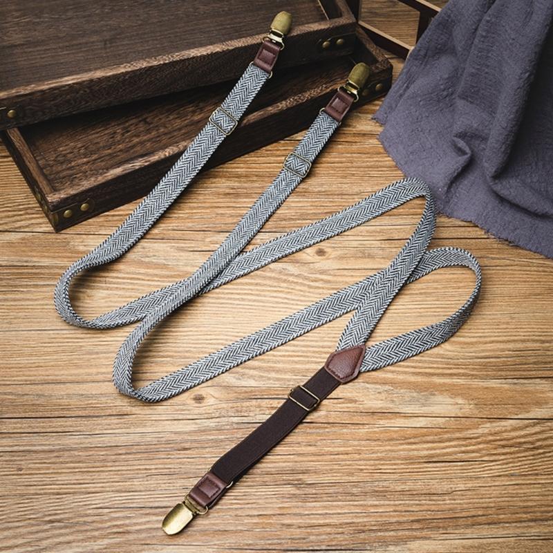 Antislip Suspenders for Men with Secure Strong 3 Clip Attachment Formal Pants Elastic Brace for Business Meeting