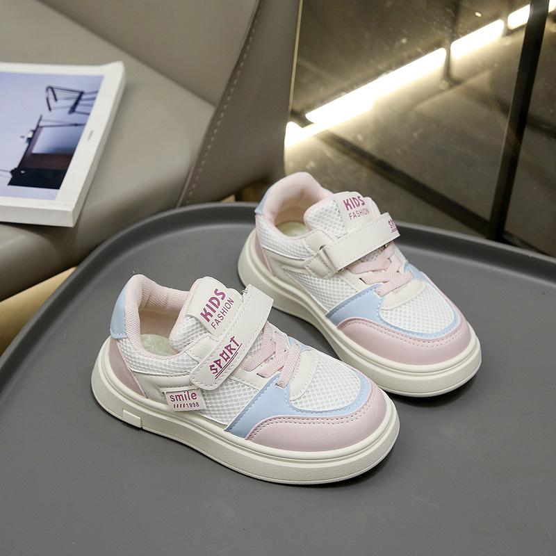 Children's Board Shoes Girls Mesh Sneakers 2025 Spring and Autumn New Breathable Soft-soled Casual Net Shoes Boys White Shoes