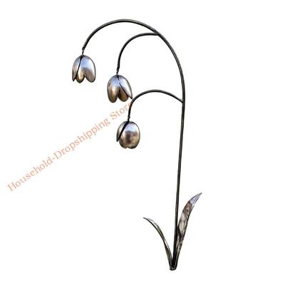 Artistic Lilies of the Valley Wind Bells Sculpture Iron Flower Garden Stake For Outdoor Porch Lawn Backyard Decoration 85AD
