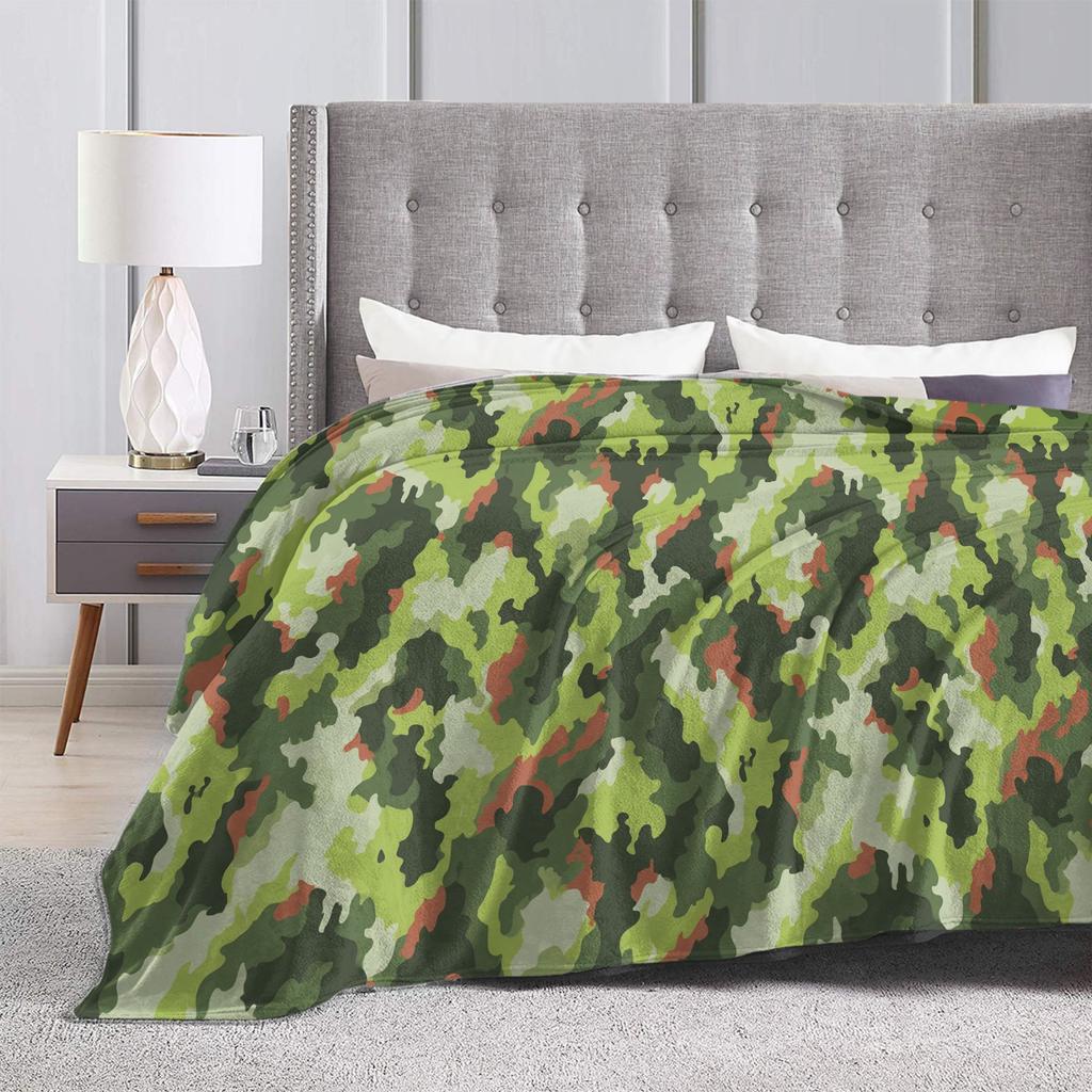 Camo Camouflage Blanket Flannel Spring Autumn Multifunction Ultra-Soft Throw Blanket for Sofa Bedroom Plush Thin Quilt