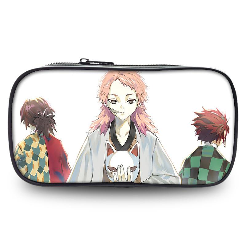 Spacious Oxford Demon Slayer Pencil Case For Students With Casual Style
