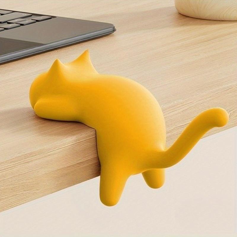 1pc Colorful Cat-Shaped Desk Hooks - Removable Clamp Clips, , ABS Material, Ideal for Cable Management in Kitchen, Bathroom