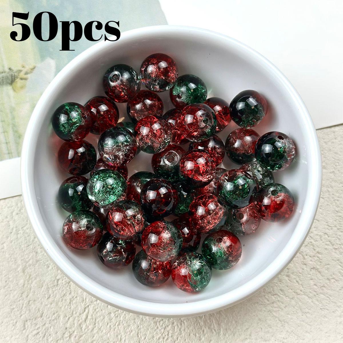 

50/100 шт. 8 мм Рождественские хрустальные стеклянные бусины - Красный и зеленый градиент, бусины-разделители с трещинами для изготовления ювелирных изделий своими руками (Браслет / ожерелье)