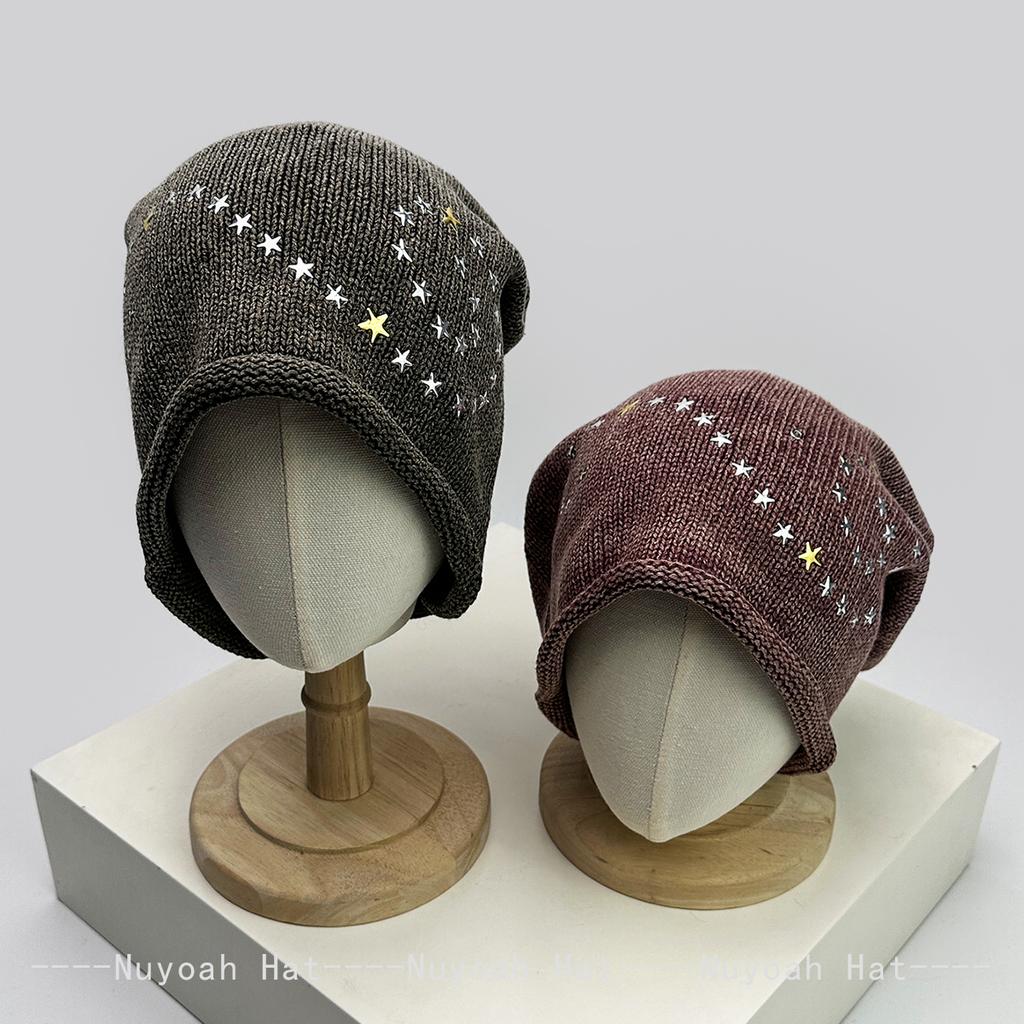 New Men Women American Retro Rivet Stars Knitted Hats Personal Warm Niche Fashion Street Beanies Hip-hop Versatile Loose Casual