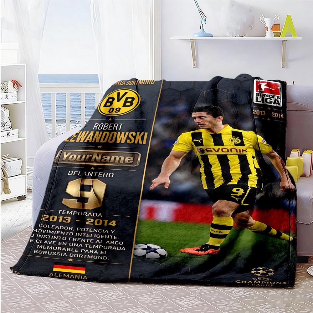 Borussia Dortmund Personalized Text Blanket Cozy Customizable Blanket Soft & Cozy Suitable for Couch Bed Home Decor Picnics for All Occasions