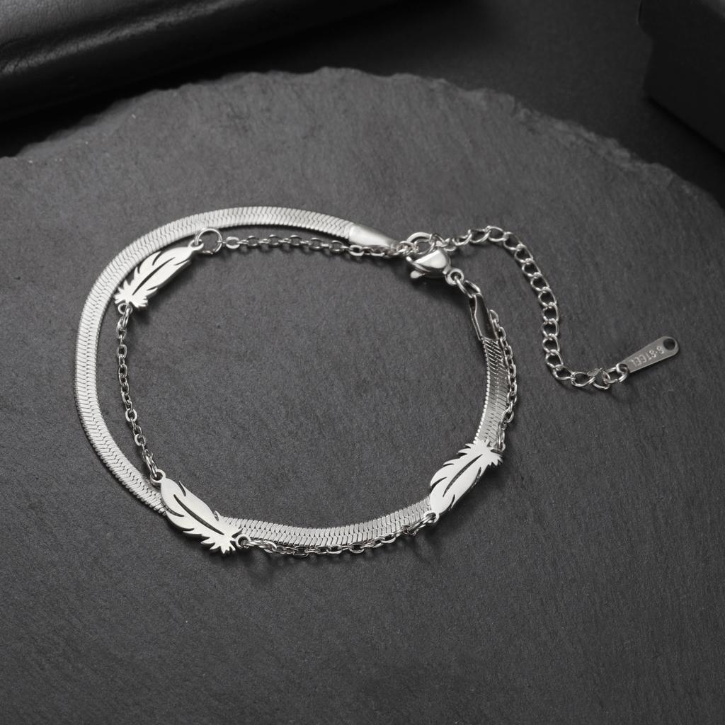 Cazador Feather Charms Women's Bracelet Stainless Steel Jewelry Beads Chain Hand Bracelet Birthday Gift Trend 2026 Wholesale