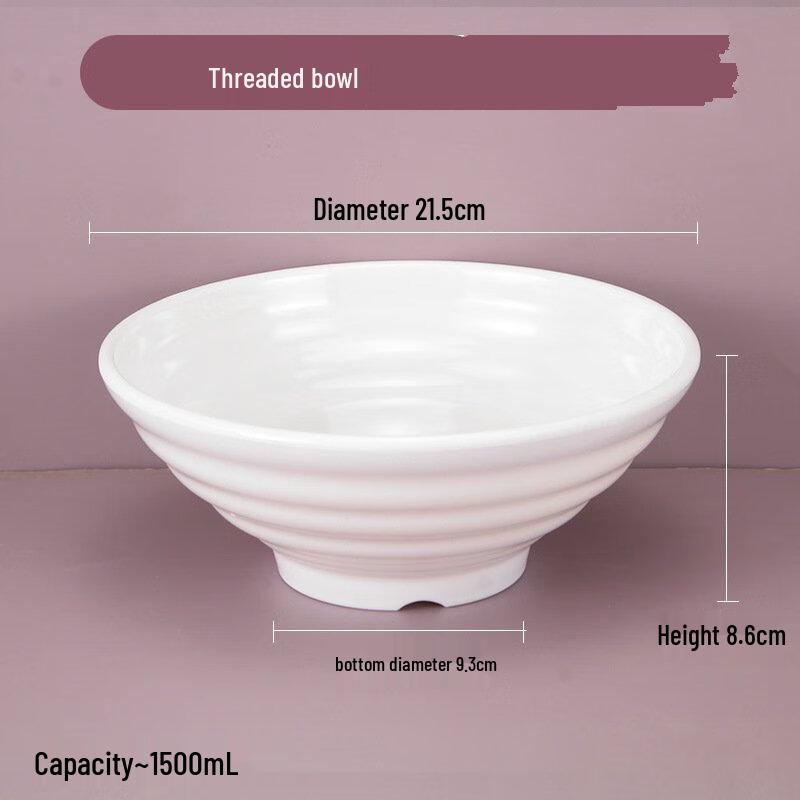 

ZISIZ White Melamine Threaded Noodle Bowl Set (4-Pack)