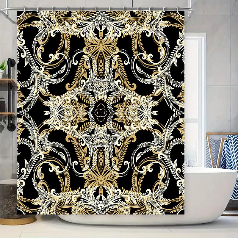 

Золотая барочная шторка для душа, роскошная винтажная декоративная, коврик для ванной комнаты, водонепроницаемая тканевая печать, украшение для дома, аксессуары для ванной комнаты 90x180cm