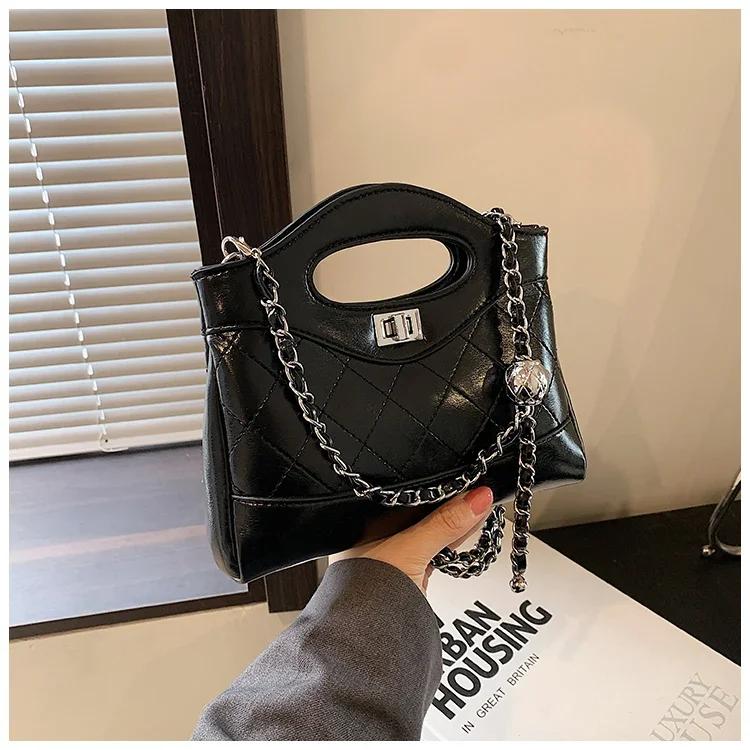 Elegante PU-Ketten-Umhängetasche für Damen, glamouröse Tasche, klein, zart und zierlich