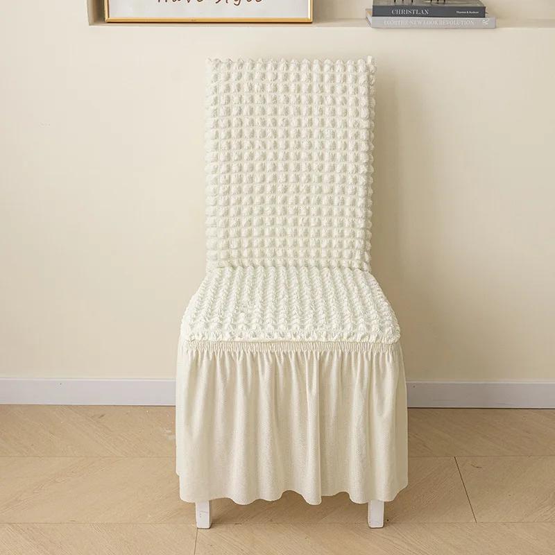 

Thickened Three-dimensional Bubble Wrap Chair Cover Lace Skirt Hem Universal All Inclusive Elastic Integrated Dining Chair Cover