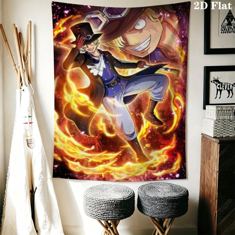 One Piece Sabo Fire Power Tapestry Flame Starry Background Anime Wall Hanging Backdrop for Bedroom Dorm Decor