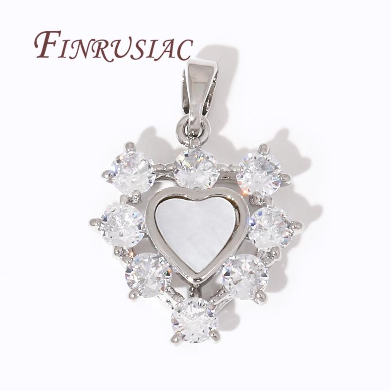 18K Gold Plated Crystal Zircon Heart Charms For Jewelry Making,Brass with Shell Pendants For Necklace Findings DIY Accessories