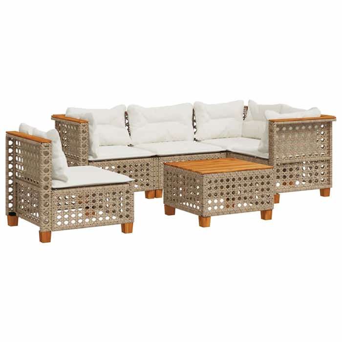 VidaXL Salon de jardin avec coussins 6 pcs beige résine tressée 3261844