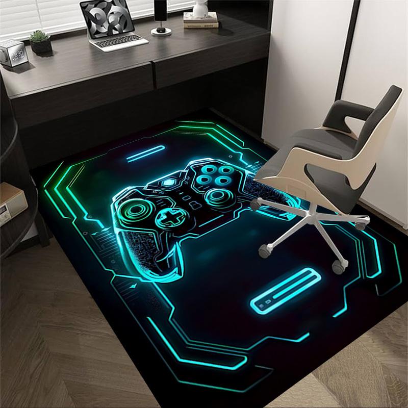 1PC Gaming Controller Neon Lights Non-Slip Floor carpet, Office, family, bedroom, Studio - Large Area Rug, Vibrant Colors-C0481