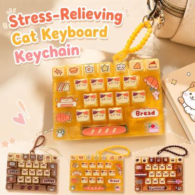 Cartoon Keyboard Squeeze Toy 26 Keys Bookbag Pendant  For Adults,Teenagers,Kid