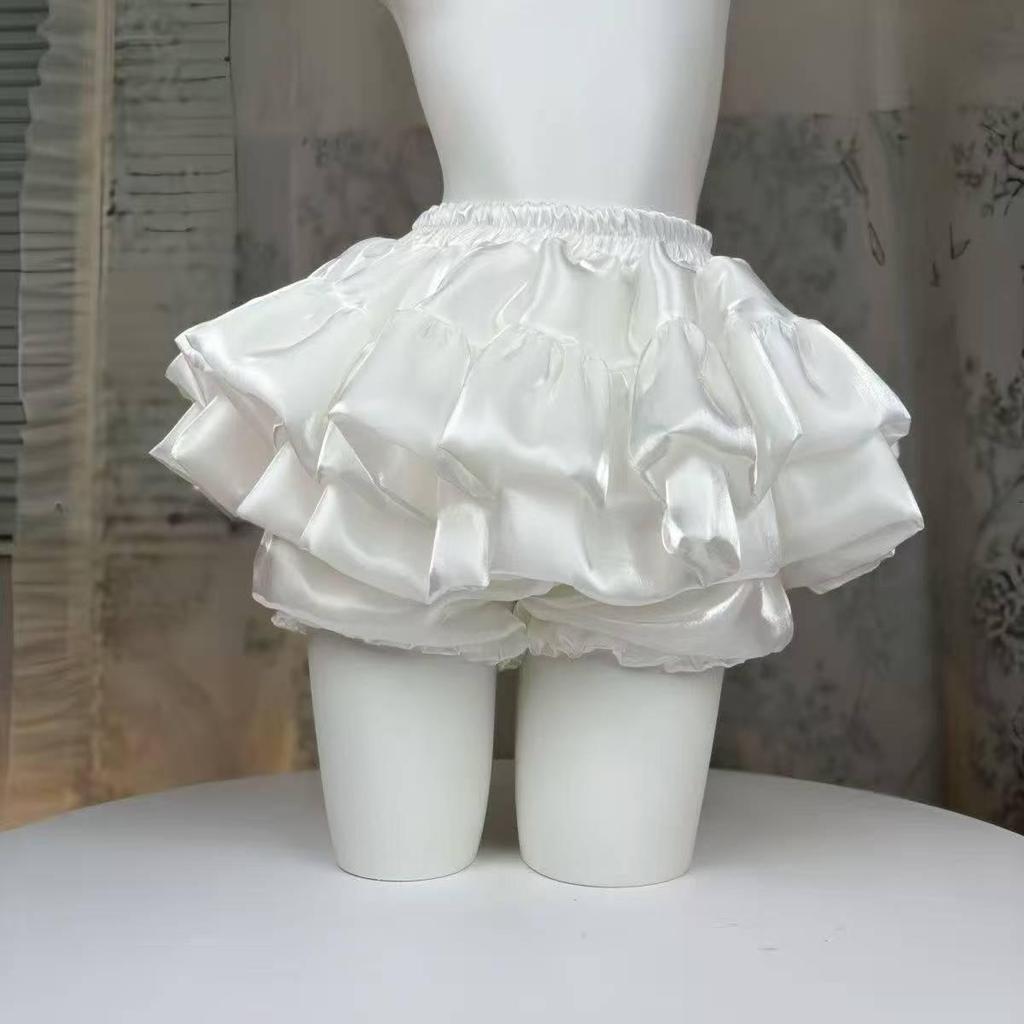 Sweet White Puffy Lace Ballet Skirt - Petite, High Waist, Elastic Waistband