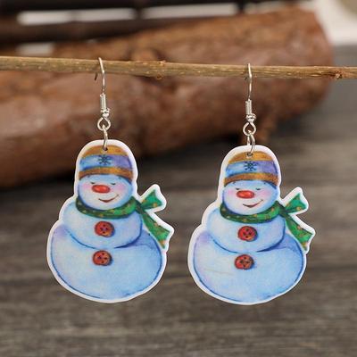 Minimalist Santa Clause & Snowman Acrylic Dangle Earrings for Women