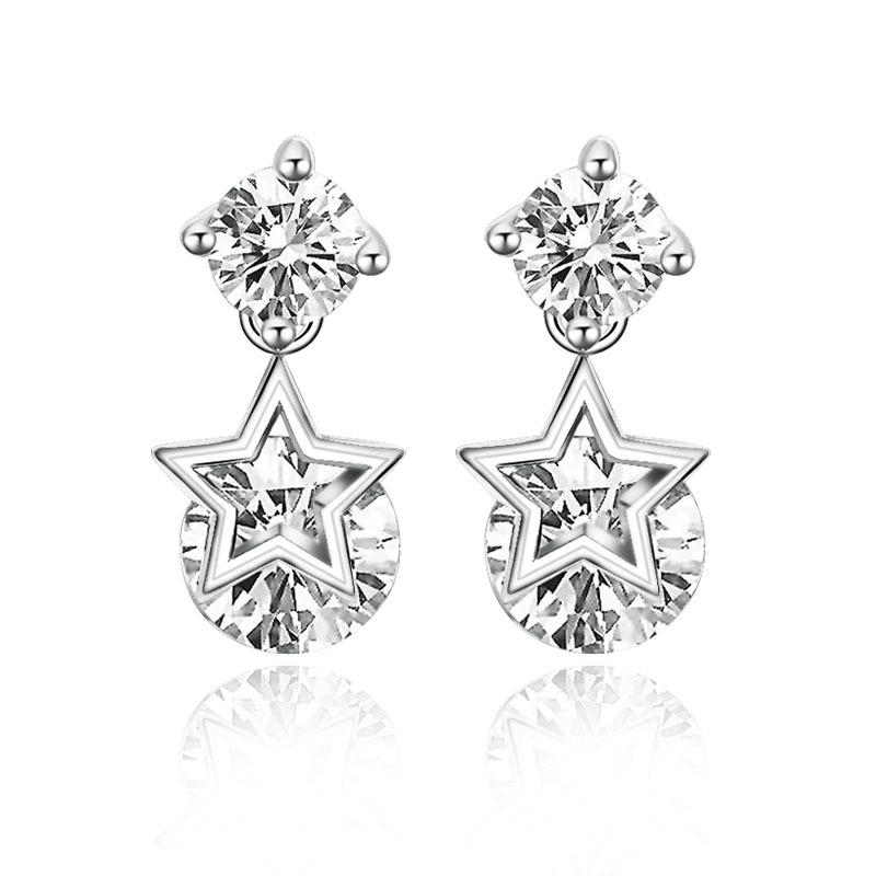 925 Sterling Silver Earrings for Women Original Charm Double Hoop Earrings Pave CZ Fine Engagement Anniversary Jewelry E557