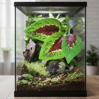 Reptile Habitat Artificial Climbing Leaf Plant Rest Bed for Fish Tank Lizard Snake Turtle Spawning Breeding Decor