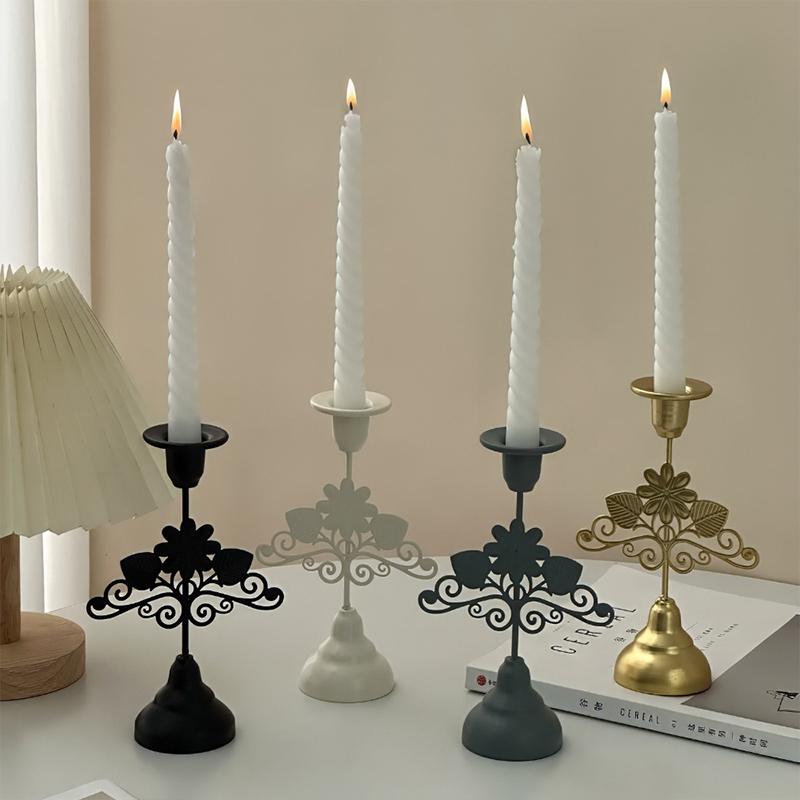 

Iron Art Metal Desktop Ornaments Ambience Creative Candlestick Unique Carving Pattern Living Room Home Decoration
