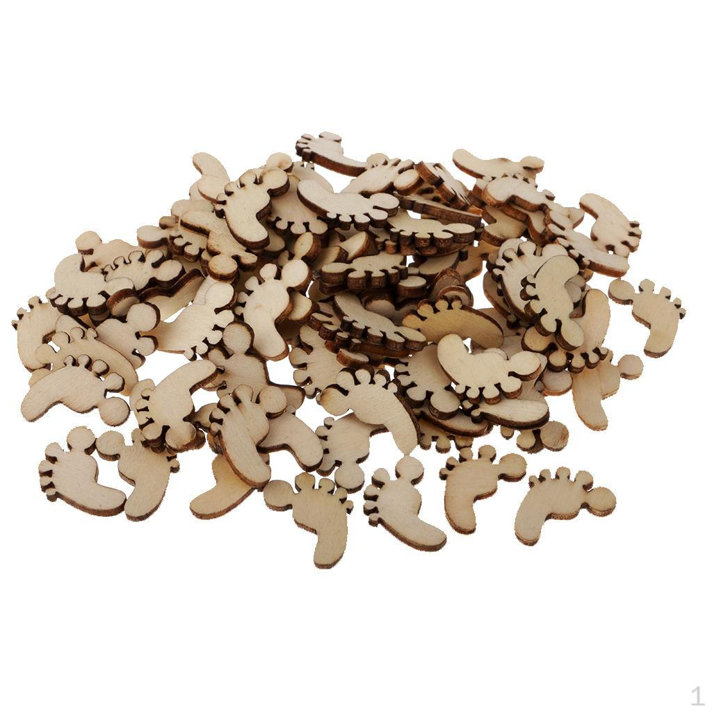 100 Pieces Unfinished Wood Footprint Cutout Chips for Kunst und Skulpturen