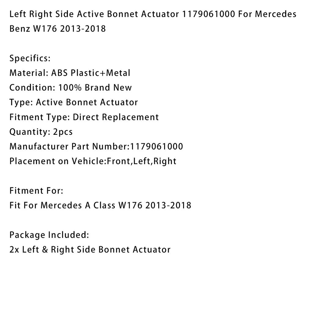 Aktiver Motorhauben-Aktuator links rechts 1179061000 für Benz W176 2013-2018