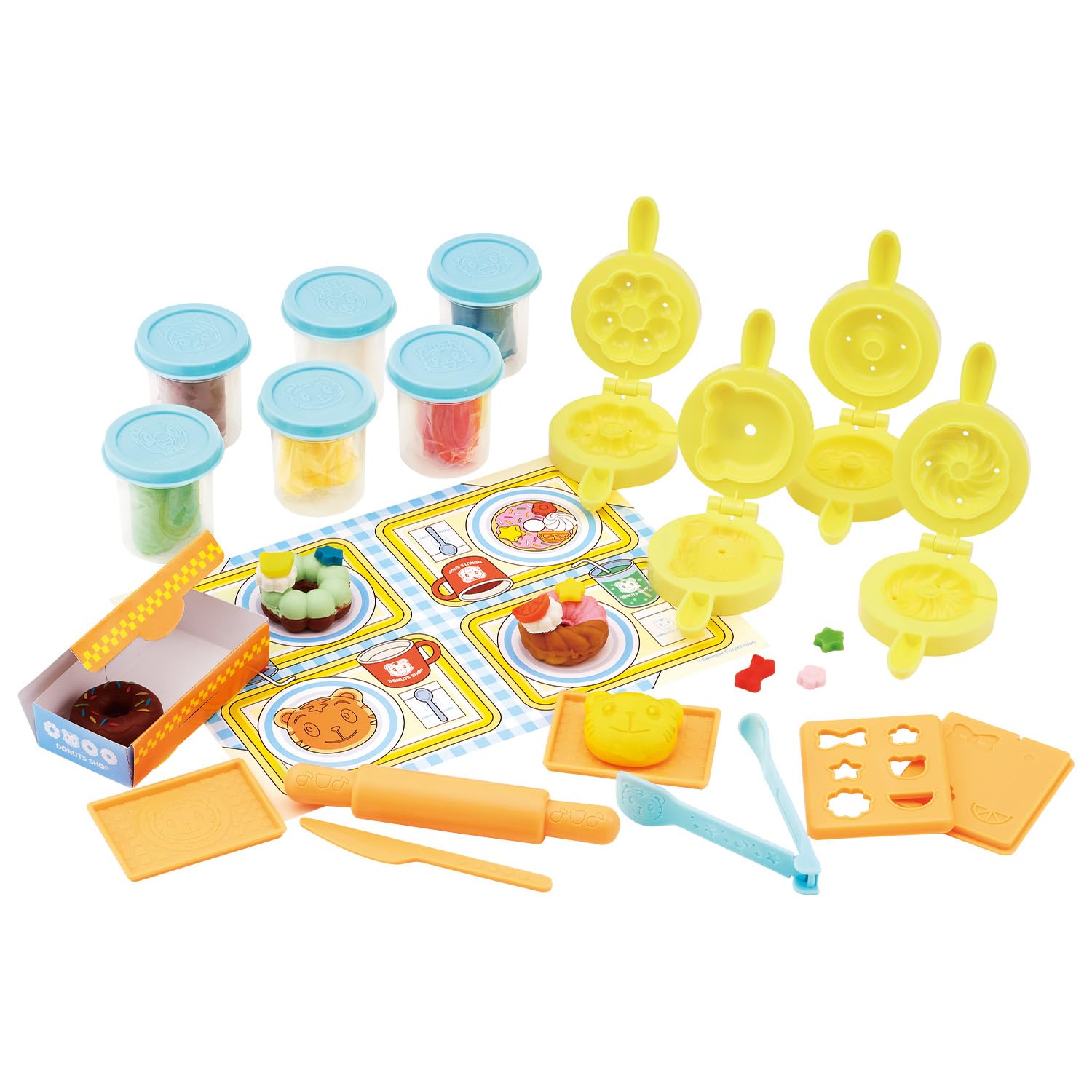 

BANDAI Shimajiro Squeeze and Fingertip Clay Donut Shop Recommended for ages 3 and up Squeeze! Education! коричневый