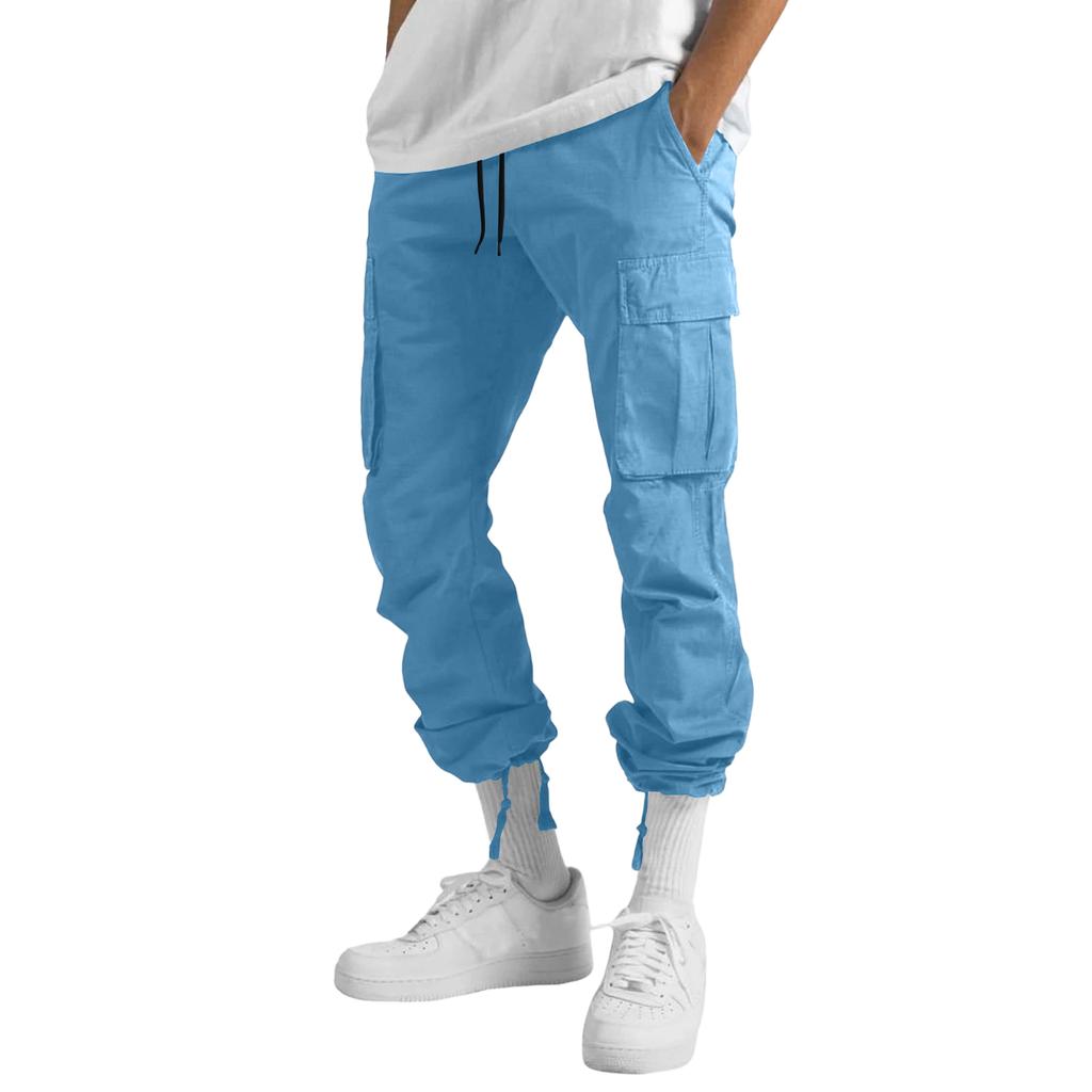 Pantaloni da Lavoro da Uomo con Coulisse e Tasche Multiple, Pantaloni Lunghi Casual
