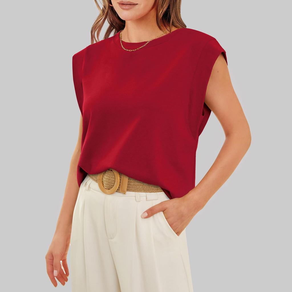 T-shirt a pois da donna con stampa vintage a maniche corte con scollo a V Top leggero casual da donna con motivo geometrico top estivo maglietta da donna con grafica, Rosso, XL