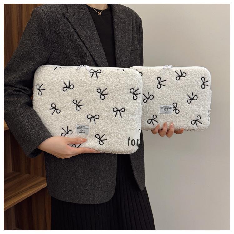 Korean Bow Girl 11-Inch iPad and 13/14-Inch Notebook Plush Liner Bag