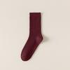 Women's Mid-calf Socks, Sweat-absorbing and Breathable, Solid-colored Cotton Socks for Autumn and Winter, Black and White Pile Socks, Long Socks