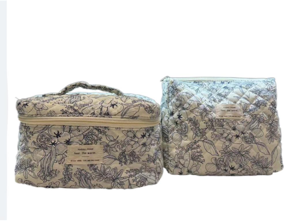 2023 Floral Cute Cotton Makeup & Toiletry Bag - Small, Fresh, Portable Storage Case