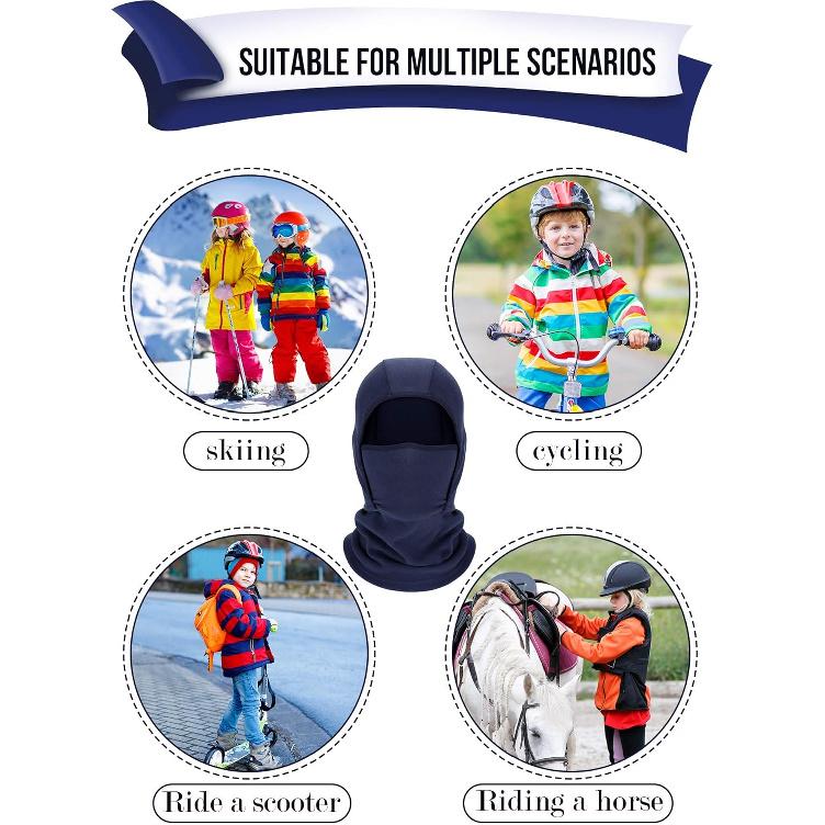 3 Pack Kids Balaclava Ski Mask Winter Face Mask for Boys Girls Windproof Warmer Adjustable Cold Weather Fleece Face Cover