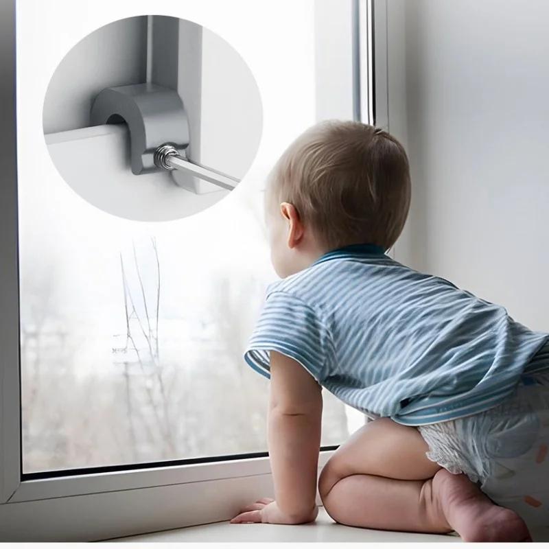1 Set Anti-Theft Child Safety Locks Aluminum Alloy Window Lock Stopper Sliding Door Window Limiter Sliding Sash Stopper