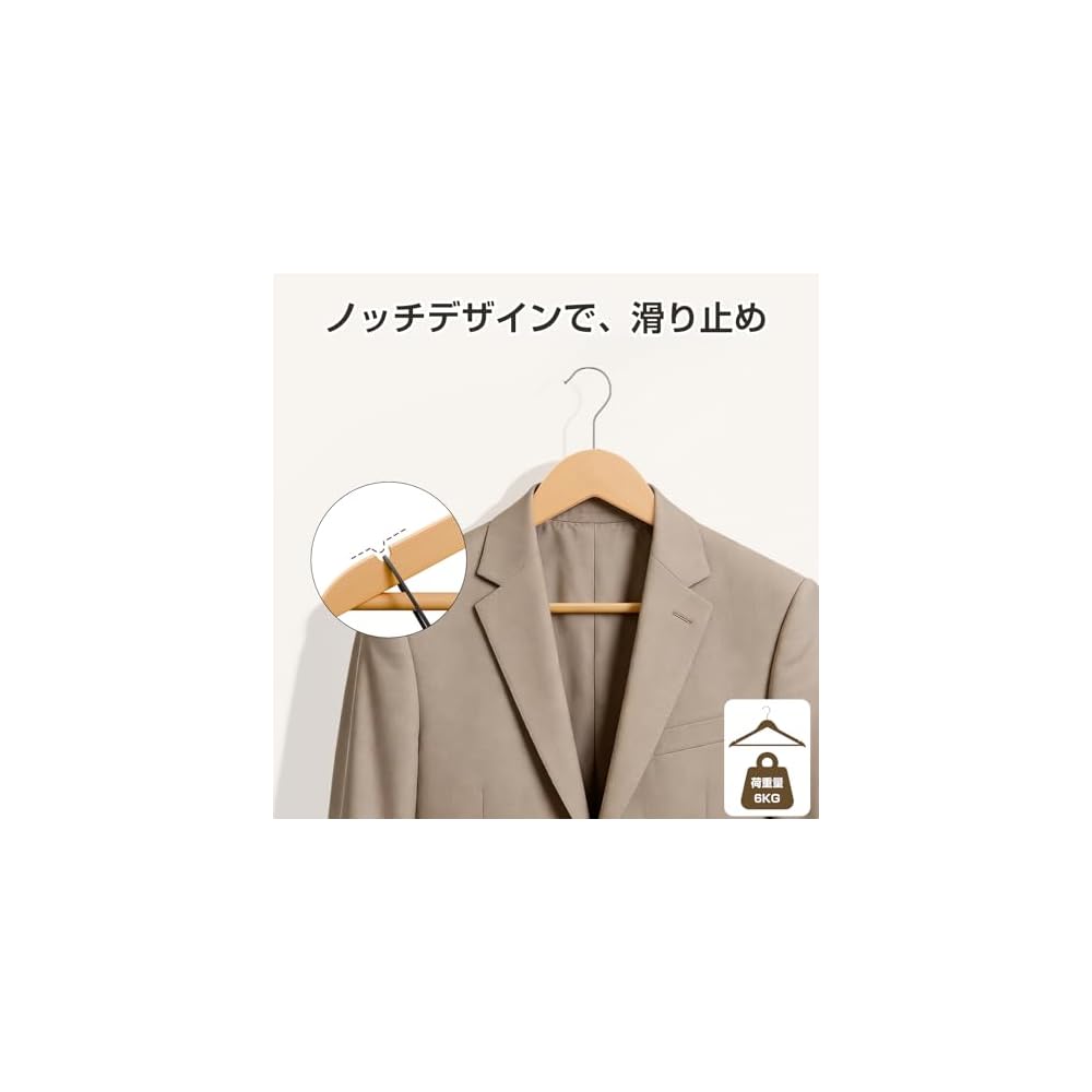 MIGABER Premium Wooden Hangers, Set of 20, Suit Hangers, Prevents Clothes from Losing Shape, Leaves