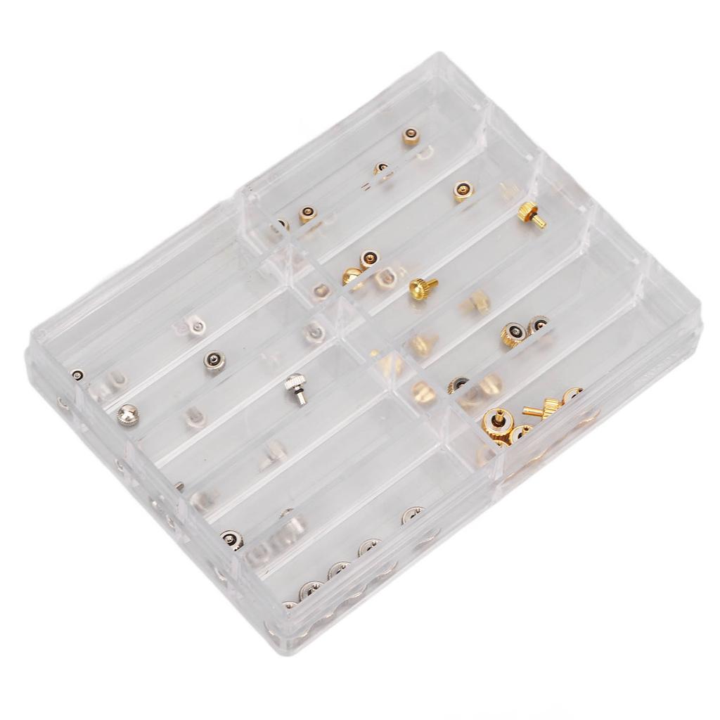 Watch Crowns Parts Waterproof Stainless Steel Flat Head Precise Watch Spare Repairing Crowns with Storage Box
