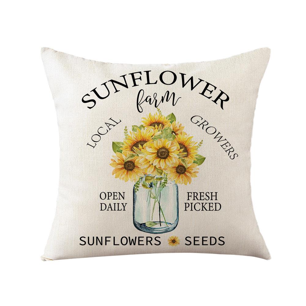 Home Decoration Pillowcase Set Watercolor Plaid Sunflower Pillowcase Spring High-end Home Cushion Cover