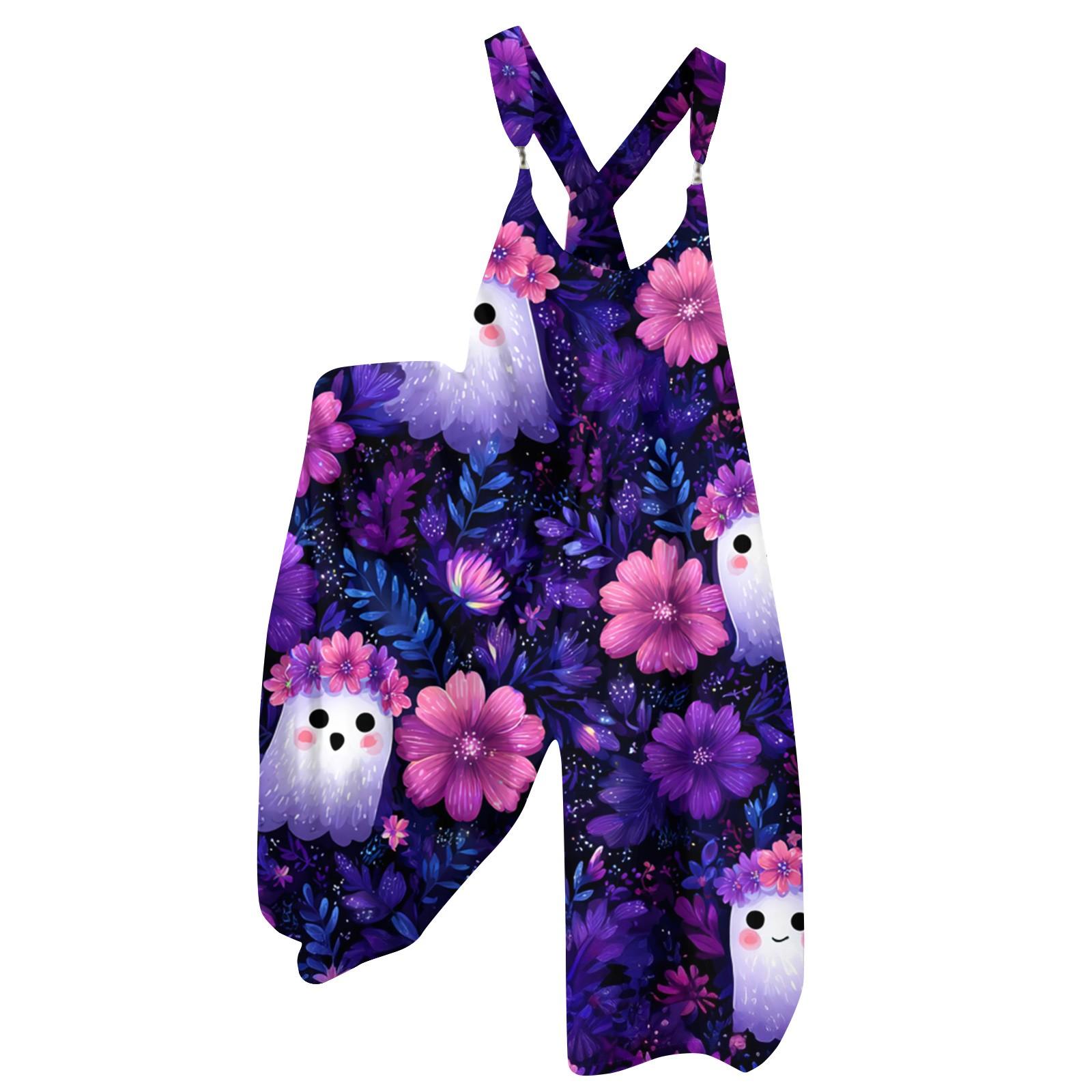 

Женский летний комбинезон с цветочным принтом в винтажном стиле (Нерегулируемые ремни) M
