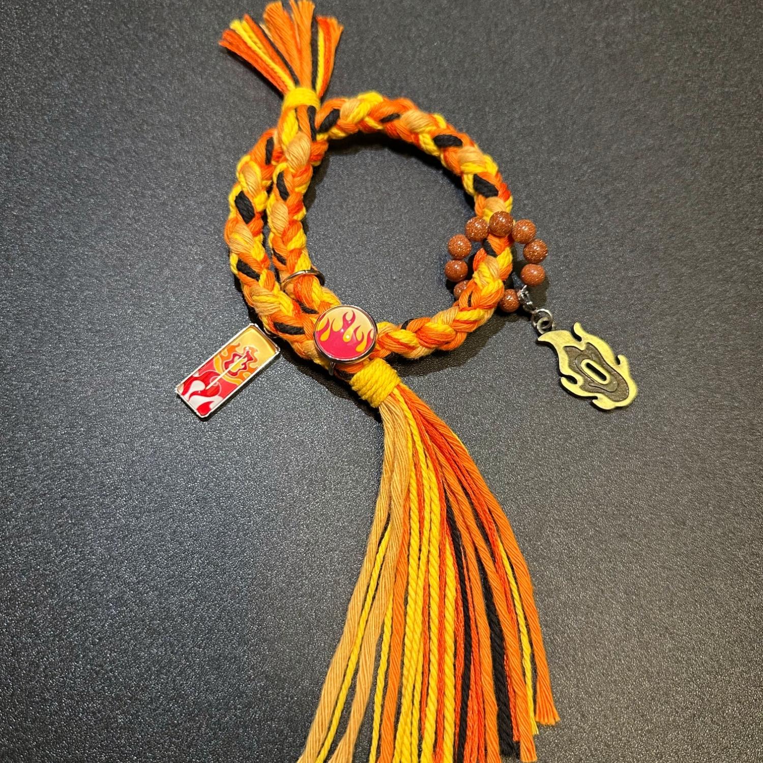 

Ручной работы Браслет Ренгоку Кёджуро Модный Аниме Клинок Рассекающий Демонов Периферия Регулируемая Длина Унисекс Браслет Подарки Мальчику Девочке