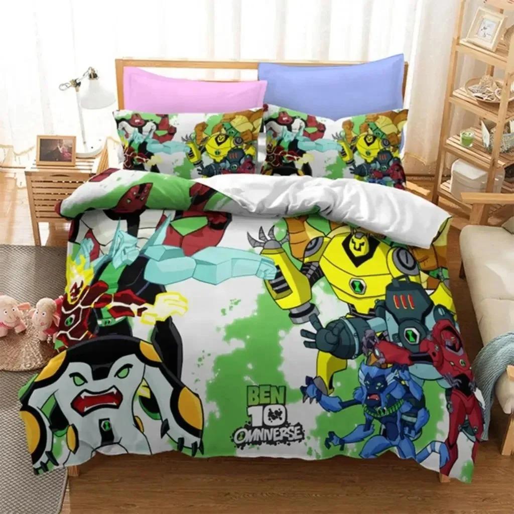 3D Print Ben Alien Force 10 Teenage Hacker Bedding Set Boys Girls Twin Queen Size Duvet Cover Pillowcase Bed Kids Adult