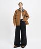 WUNDER GEIST Oversized Faux Leather Collar Contrast Work Jacket