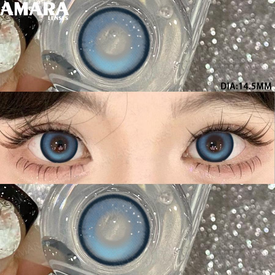 AMARA Fashion Colored Contact Lenses Brown Soft Lenses Beauty Lenses for BIG Eye Green Color Contact Eye Cosmetics Yearly Use