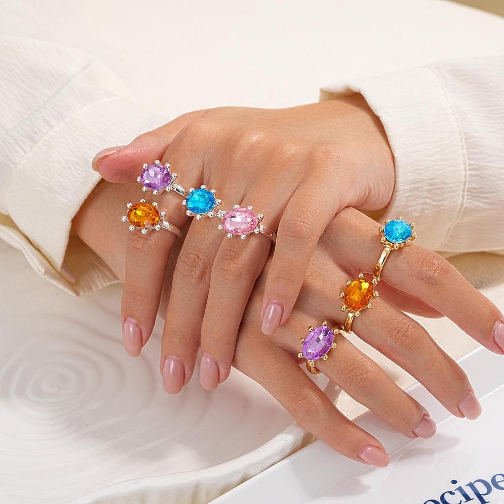 European-American Luxury Diamond Oval Open Ring – Geometric Dopamine Sweet Food Design, High-End Niche Jewelry.