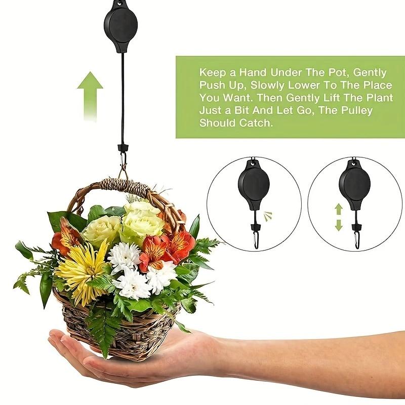 1Pc Plant Hook Pulley Retractable Plant Hanger Easy Reach Hanging Flower Basket For Garden Baskets Pots And Birds Feeder