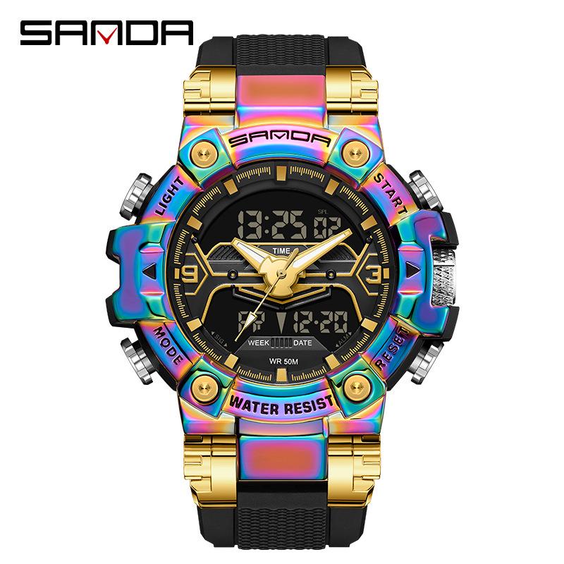SANDA Men s Shockproof Waterproof Sports Luminous Watch - European  American Fashion