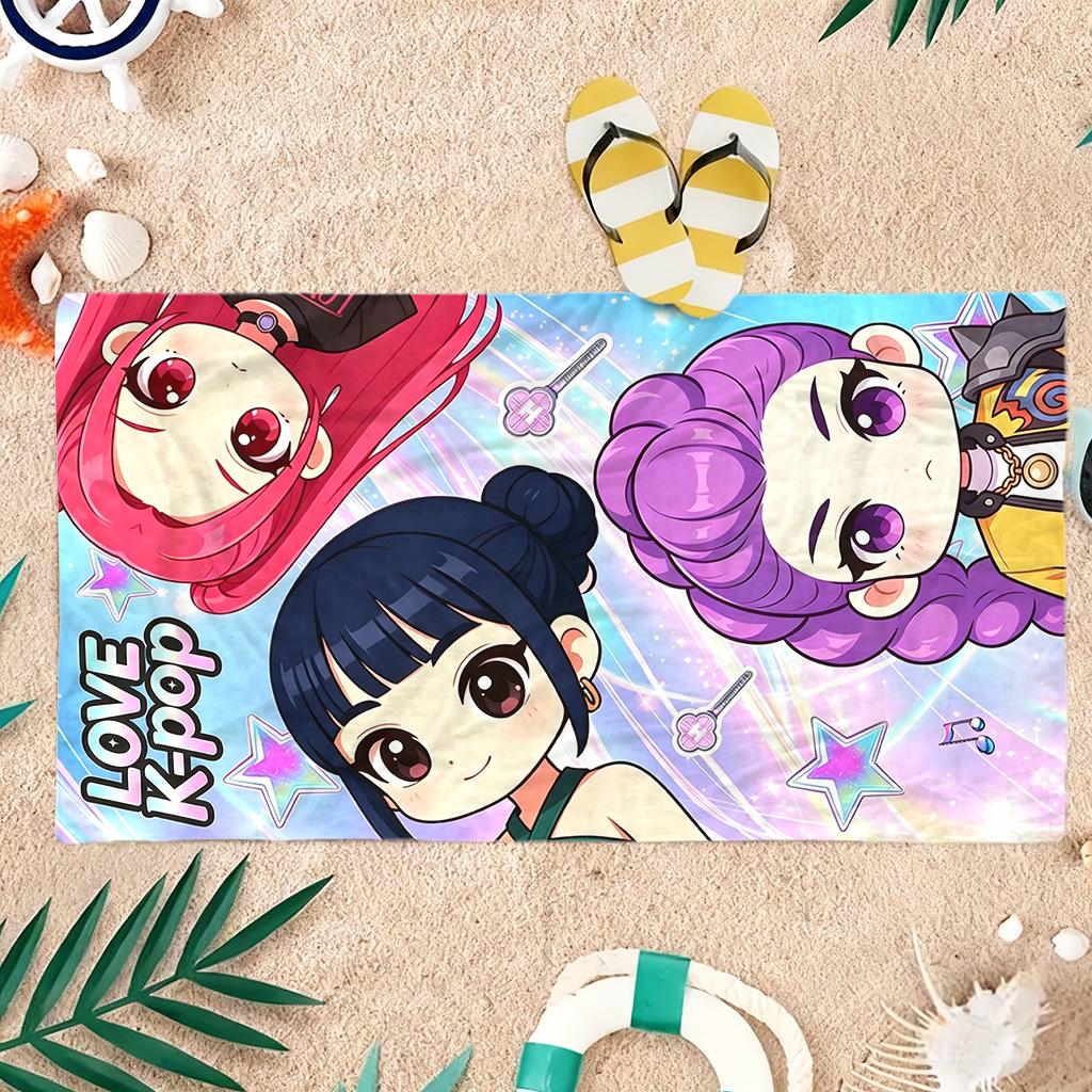 1pc Love K-pop Cartoon Beach Towel Quick-drying Small To Large Towel Suitable for Beach Vacation Pool Summer Funny Gift for Kids