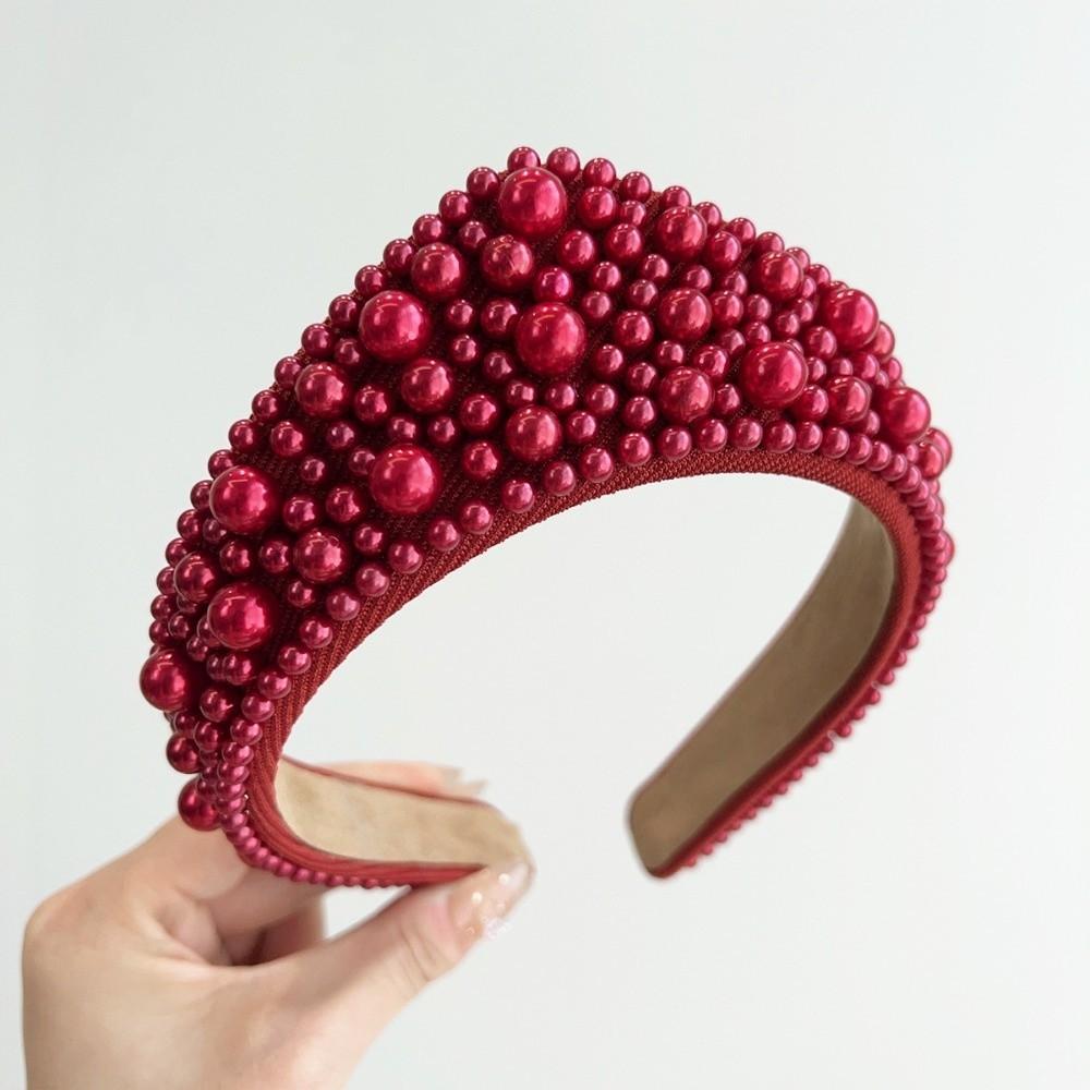 Baroque Fabric Hair Bands Elastic Hair Hoop New Pearl Headband Headwear
