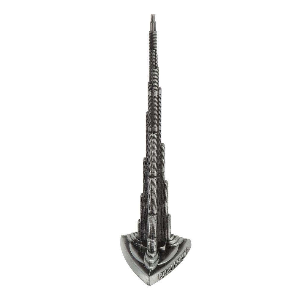 1pcs 8.66in Height Burj Khalifa Tower Model Miniature Size Metal Tower Statue  Bookshelf Display