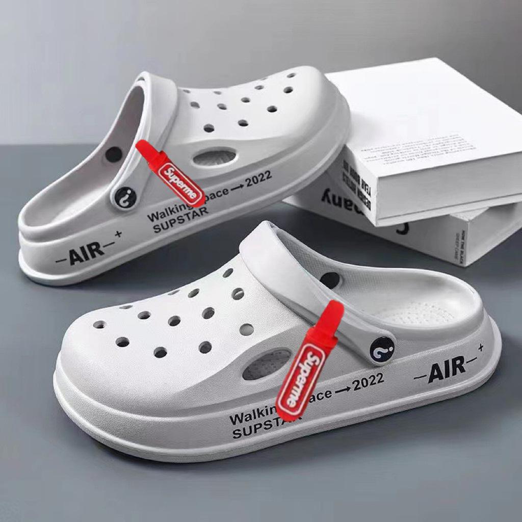 Hole Shoes Men's New Year Couple Platform Slippers Bag Head Sandals Non-slip Casual Soft-soled Beach Shoes Men