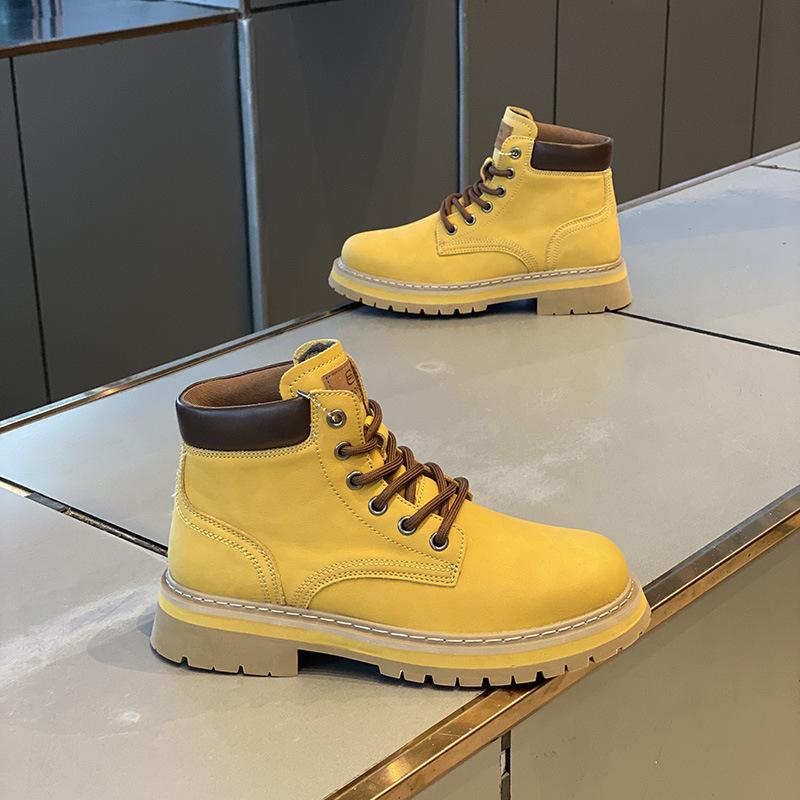 

Bumblebee leather Martin boots spring and autumn new retro British style short boots thick-soled anti-skid moisture 38 leather shoe size is too big